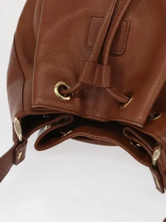 Burberrys Purse Shoulder Bag Leather Brown Gold Auth - Picture 8 of 15